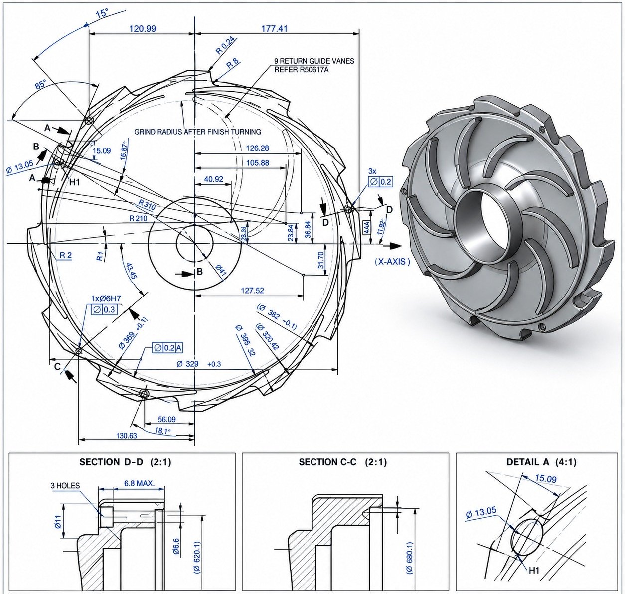 2D to 3D CAD conversion from engineering drawings for manufacturing